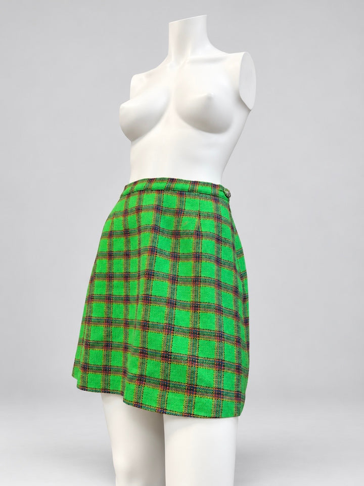 Versace Jeans Couture vintage green plaid mini skirt