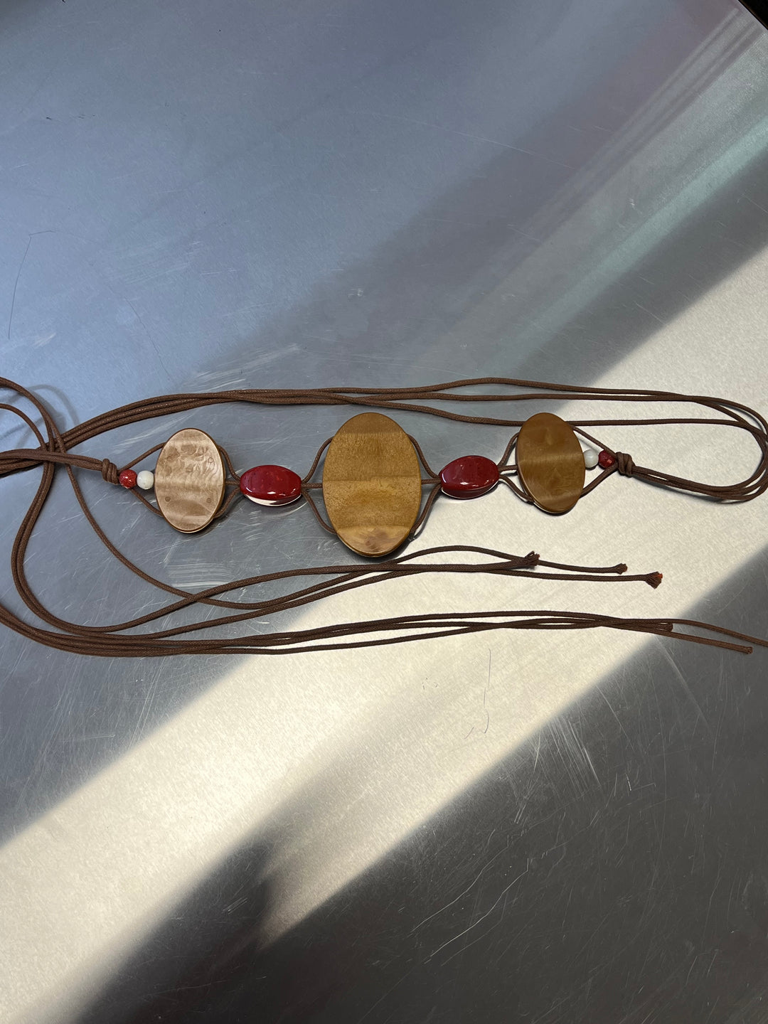 Vintage Adjustable Wooden Bead Belt