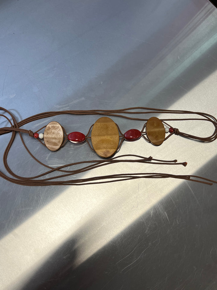 Vintage Adjustable Wooden Bead Belt