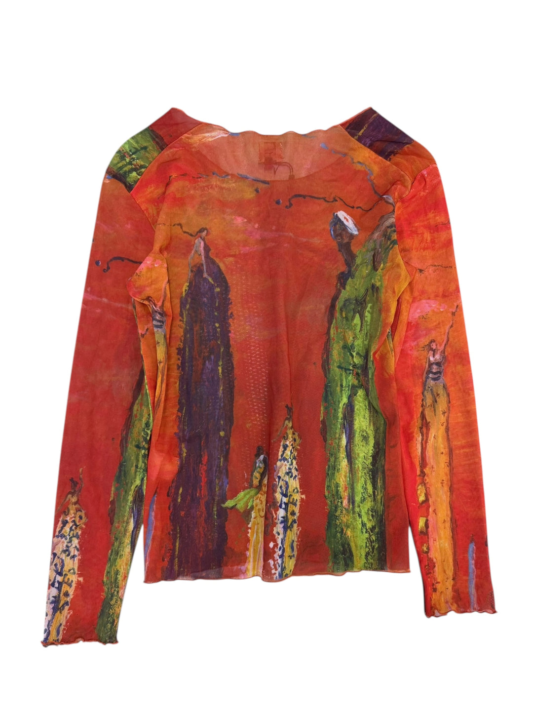 Aventures des Toiles art print sheer long-sleeve top