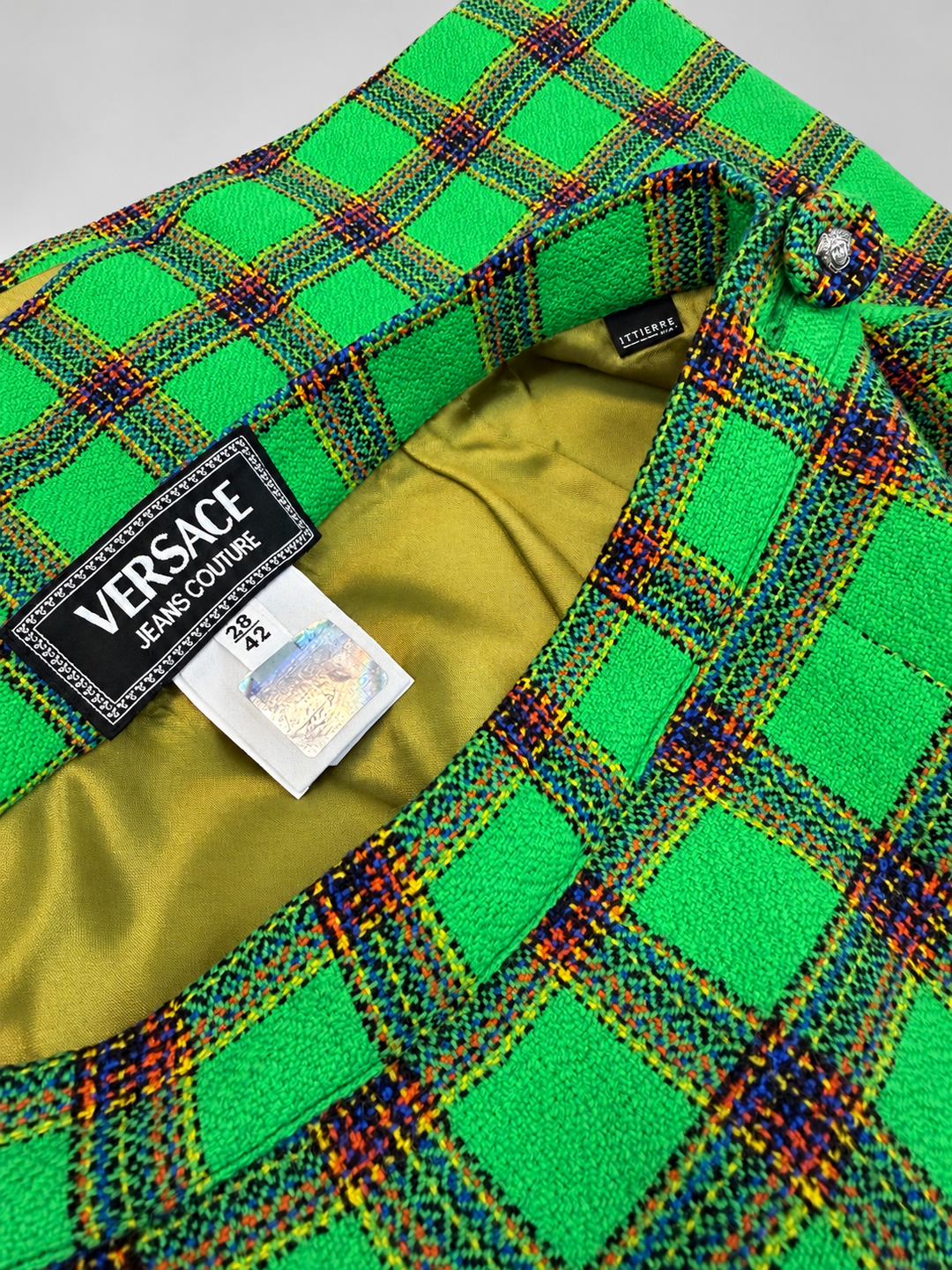 Versace Jeans Couture vintage green plaid mini skirt