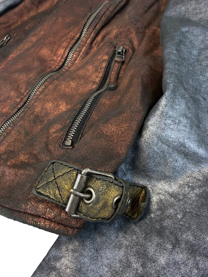 Freaky Nation Disco Fever metallic leather biker jacket