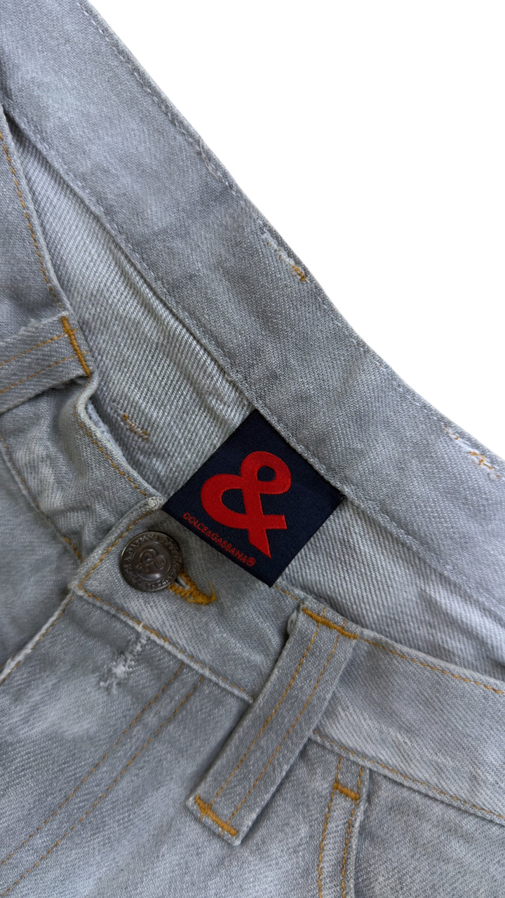 Dolce&Gabbana light grey distressed denim shorts