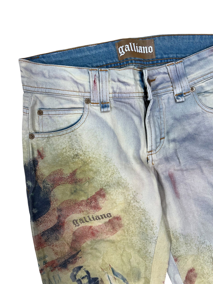 Galliano full-print trompe-l’œil jeans (W27)