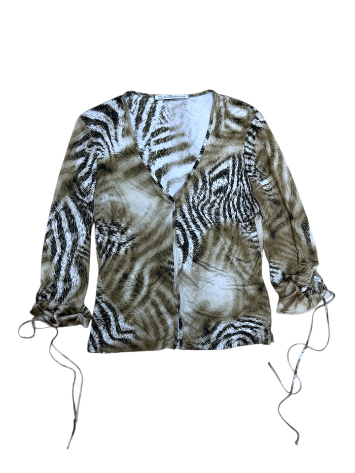 Class Roberto Cavalli Animal Print Ruched Sleeve Top