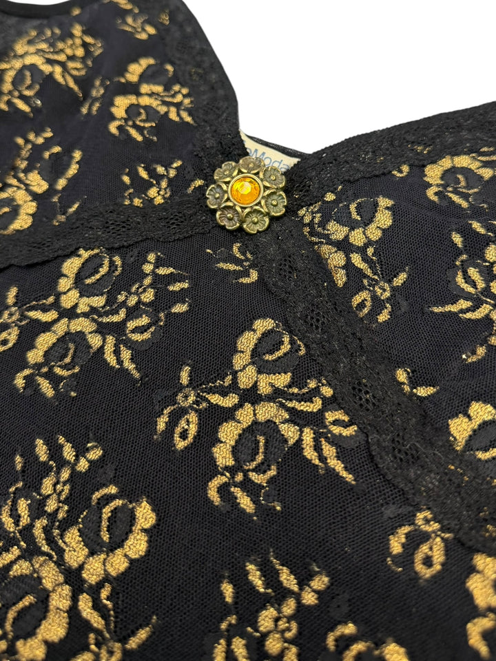 Vintage black & gold lace top