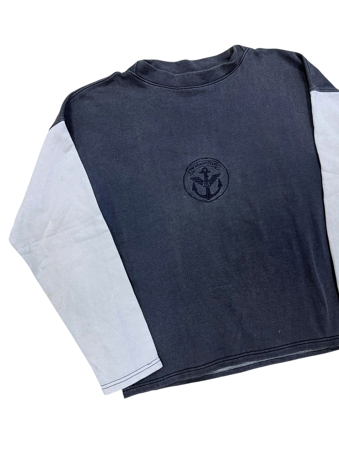 Armani Jeans Two-Tone Nautical Logo Long Sleeve Shirt Women's Large