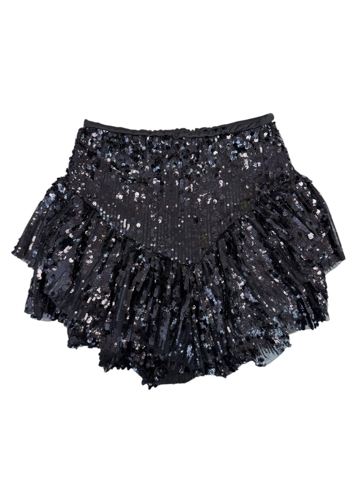 2000s black sequin sheer mini skirt medium