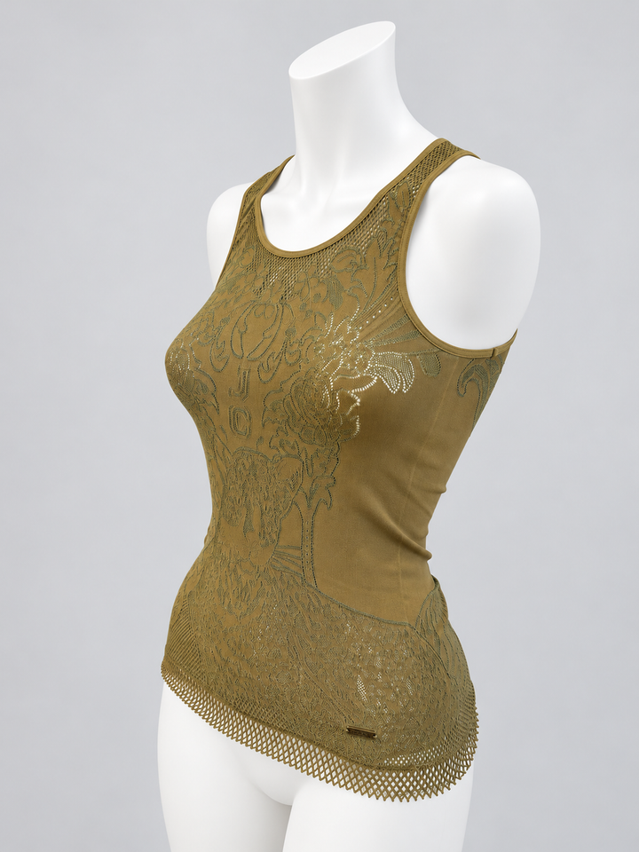 Just Cavalli tiger jacquard fishnet tank top