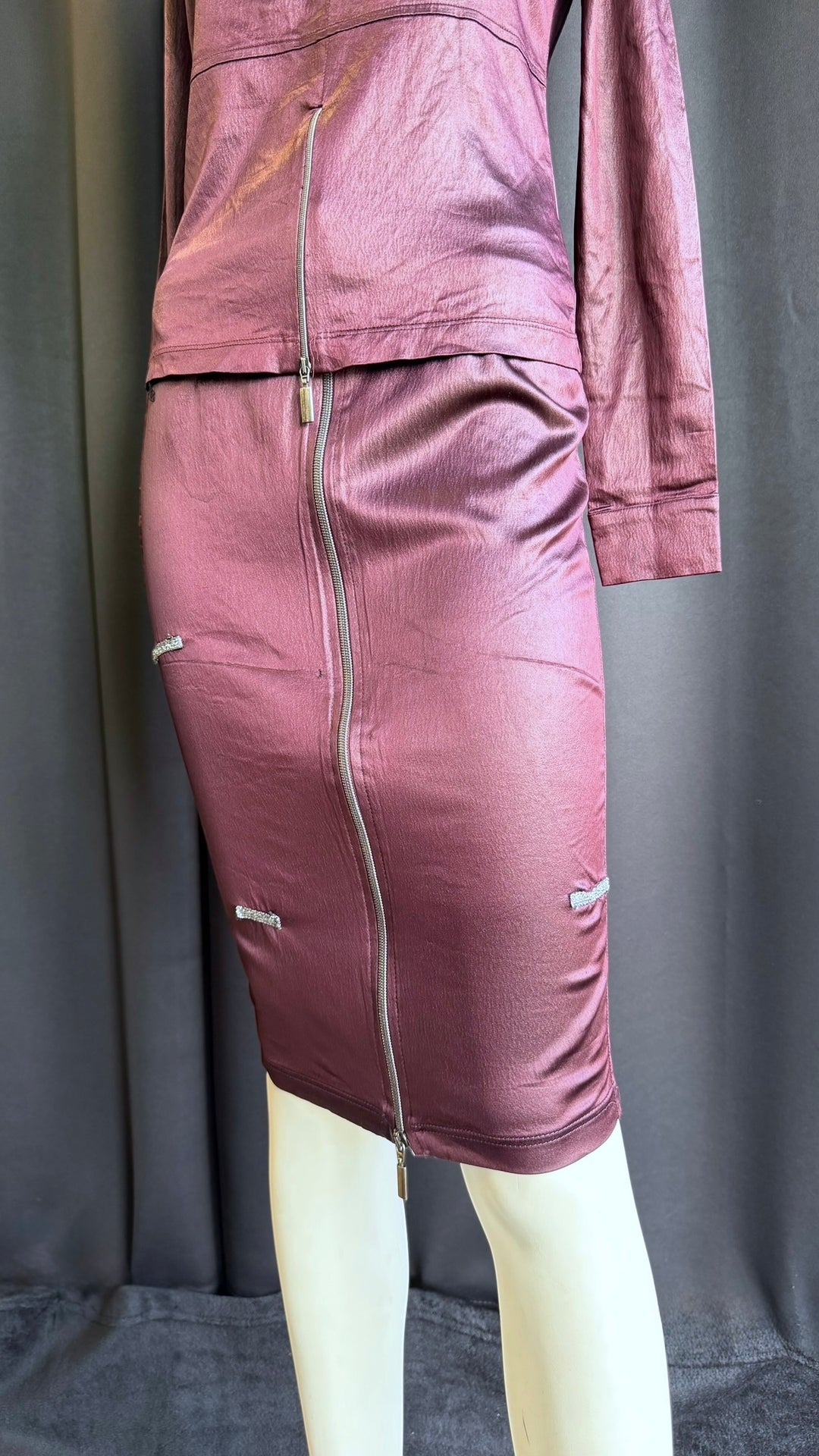 Krizia vintage metallic plum two-piece set small