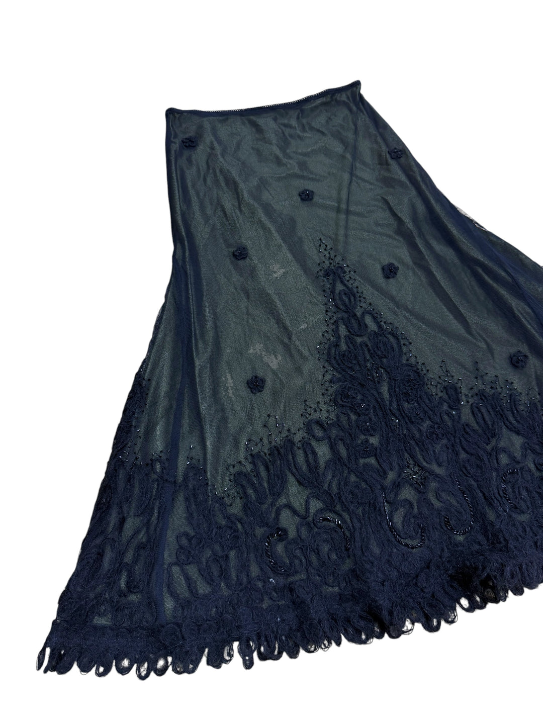 EXTYN vintage embroidered tulle midi skirt