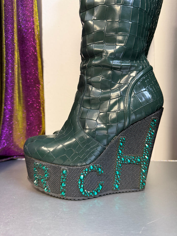 2000s John Richmond Croco Platform Boots EU37