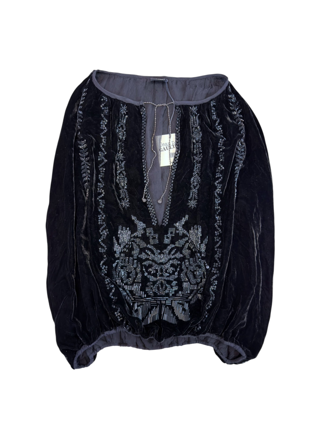 Jean Paul Gaultier Femme FW2006 deadstock beaded velvet blouse