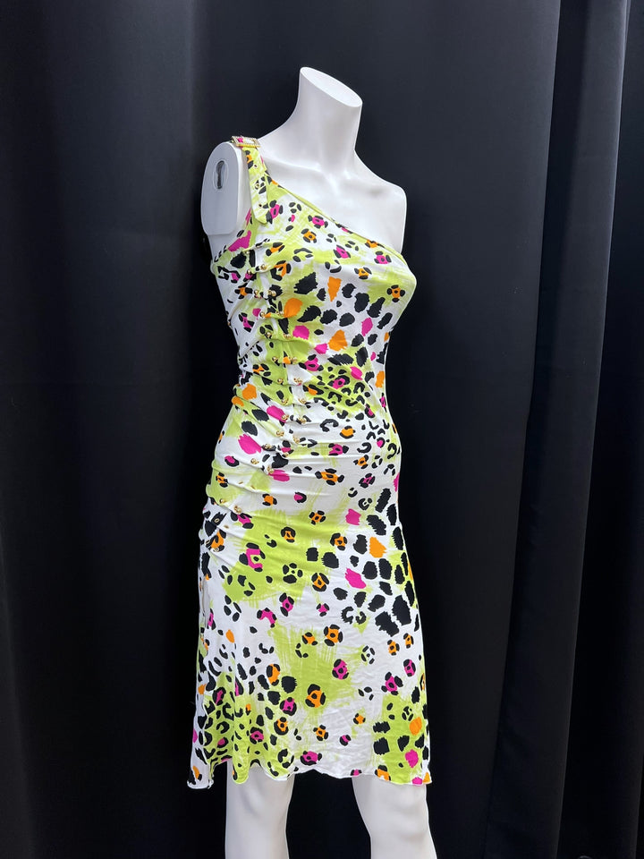Roccobarocco One-Shoulder Leopard Print Dress S-M