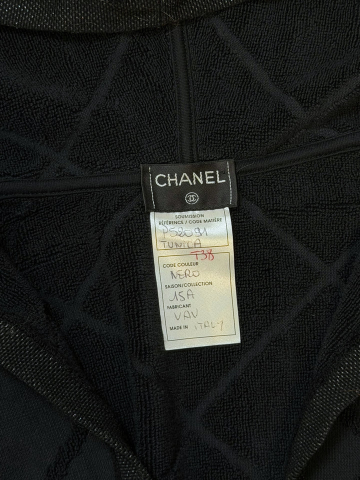 Chanel black hooded terry mini dress xs-s