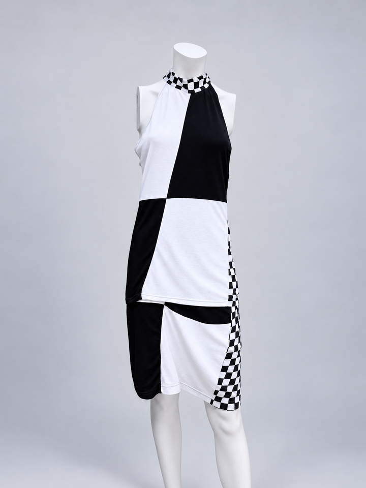 Rare Versace Jeans Couture checkerboard halter set