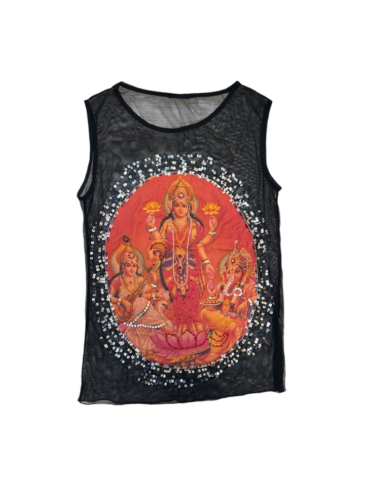 Vintage Goddess Lakshmi mesh top women’s medium