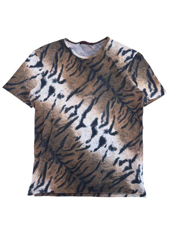 Roberto Cavalli tiger print stretch t-shirt – brown beige