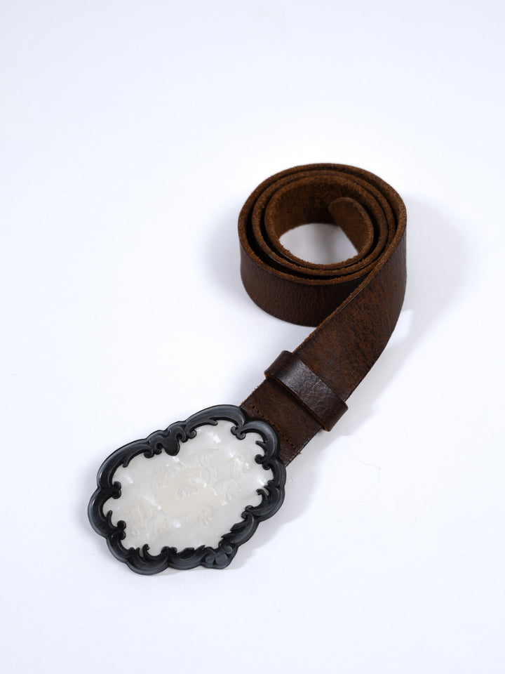 Diesel leather belt with dragon buckle