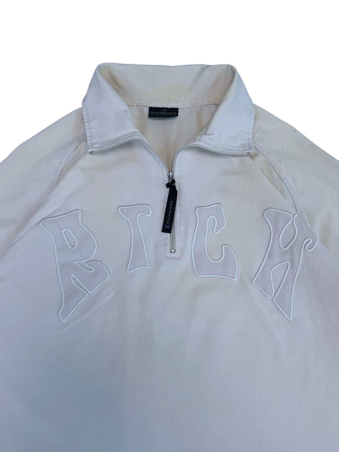 John Richmond embroidered half zip polo