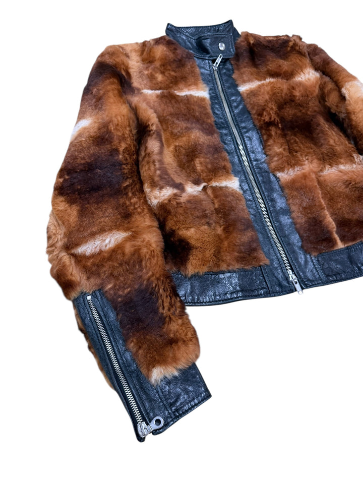 Vintage Rabbit & Fox Fur Leather Jacket Medium