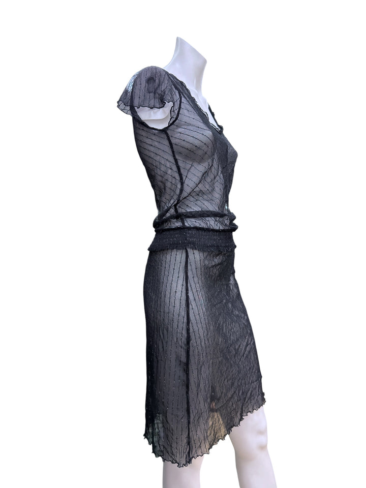 Vintage sheer black mesh dress