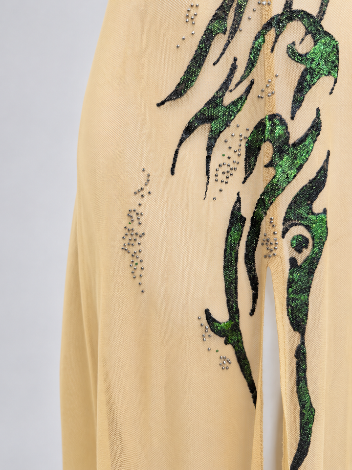 2000s sheer embellished maxi dress