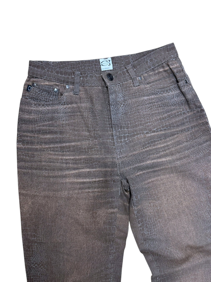 2000s Cavalli brown crocodile effect pants men’s s/m