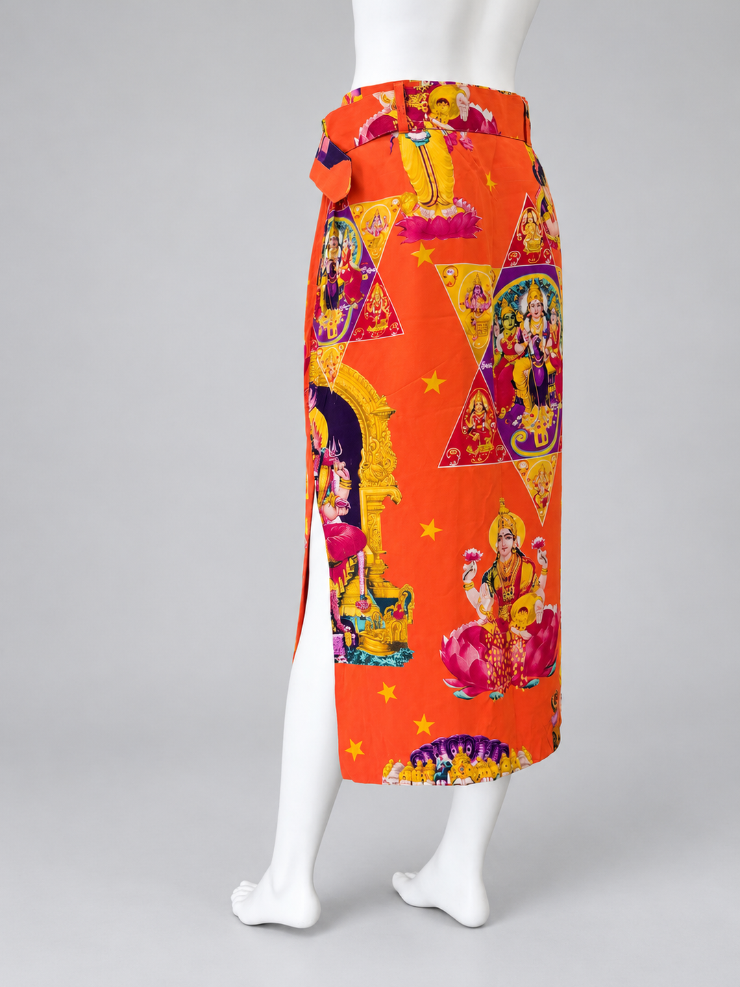Byblos vintage Hindu Deity print silk skirt - SS 1992
