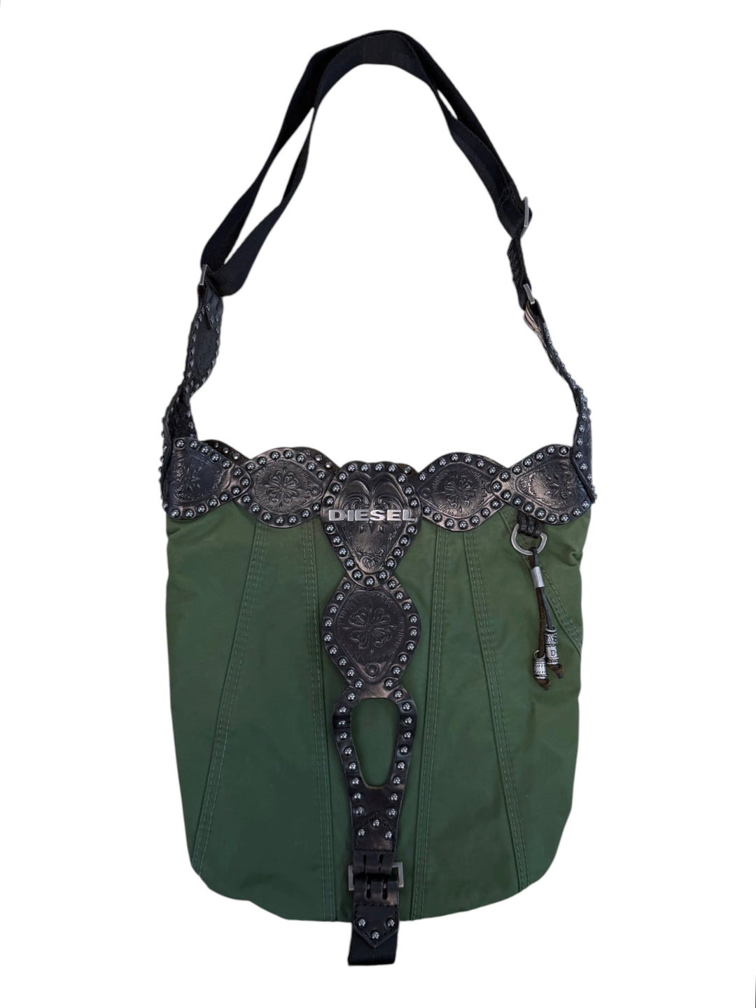 Diesel vintage studded utility shoulder bag