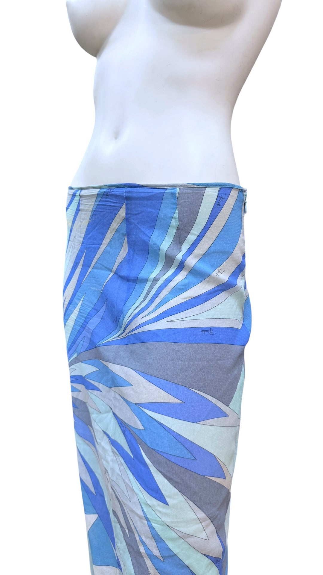 Emilio Pucci blue abstract print silk skirt
