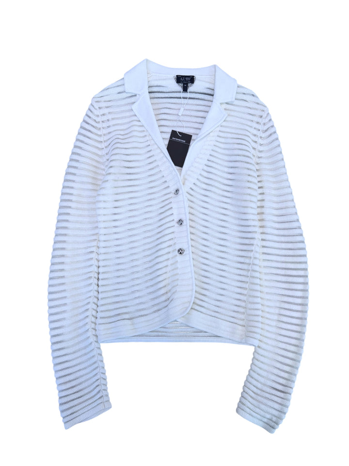 Armani jeans sheer white knit cardigan medium