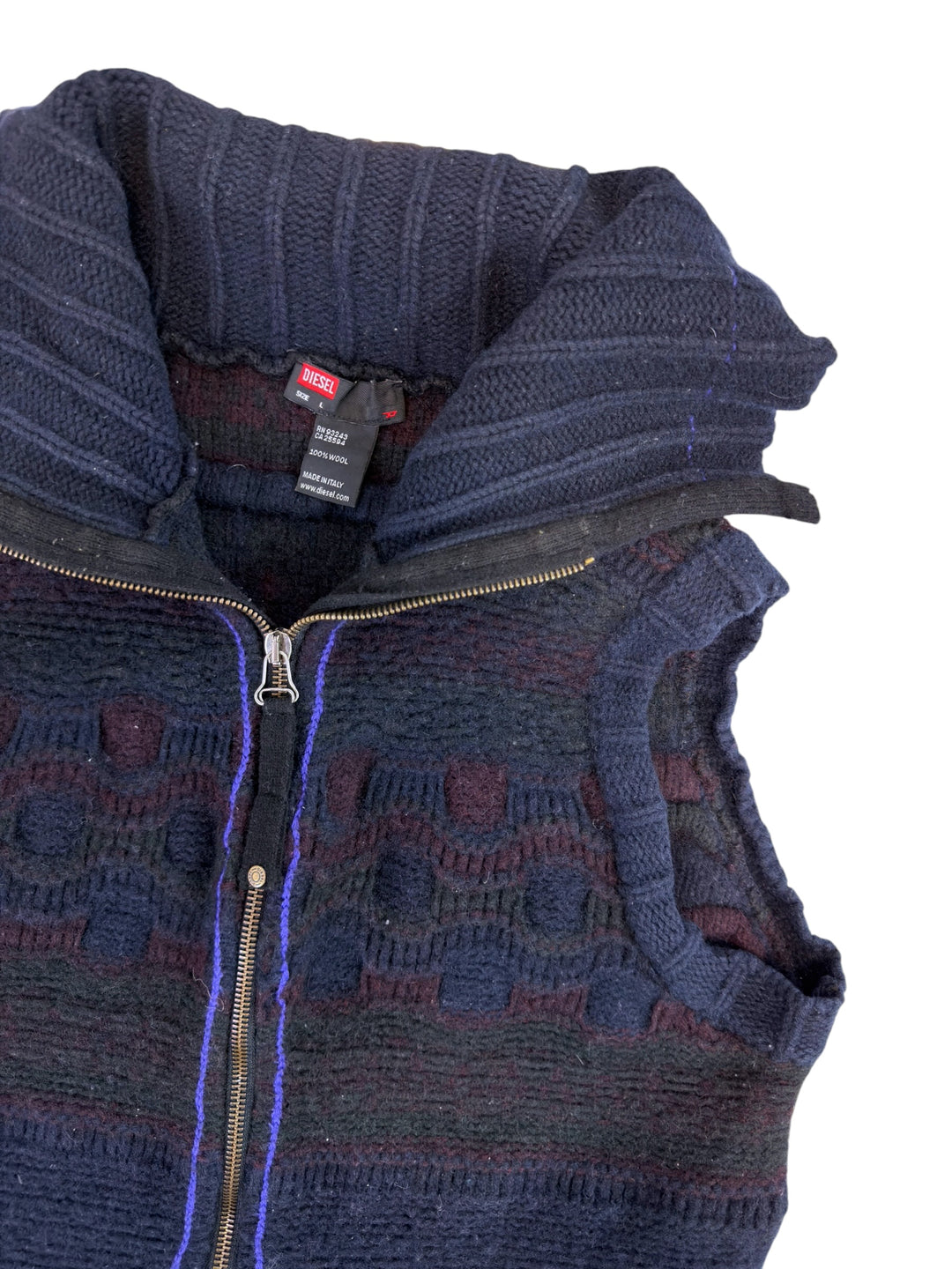 Diesel vintage wool knit zip vest