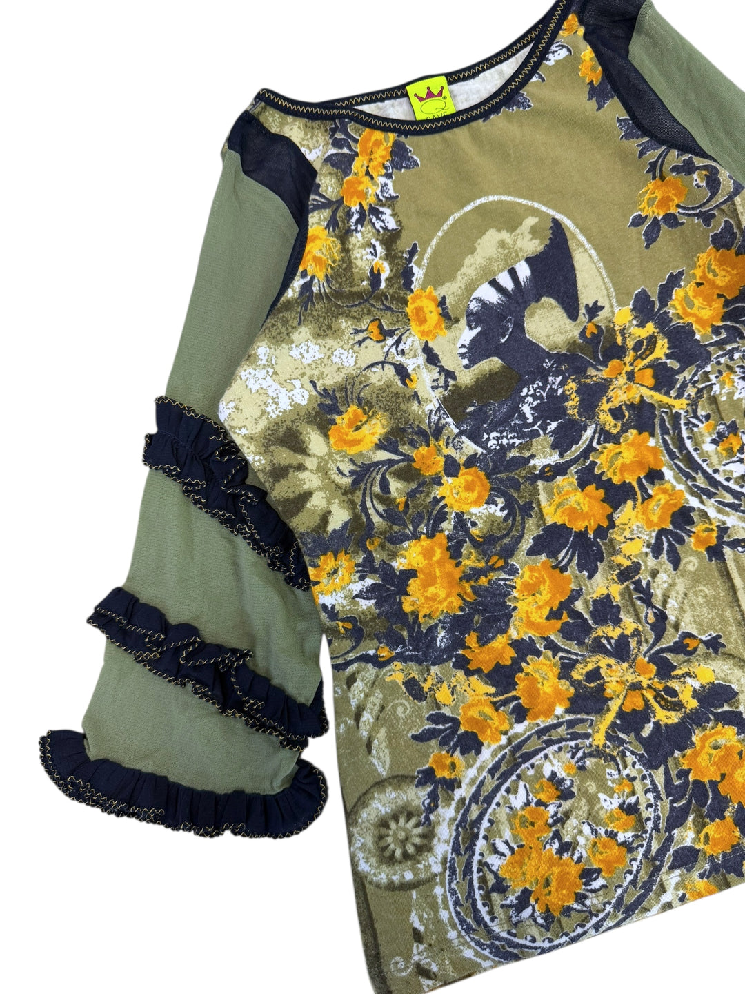 Save The Queen floral ruffle-sleeve top medium