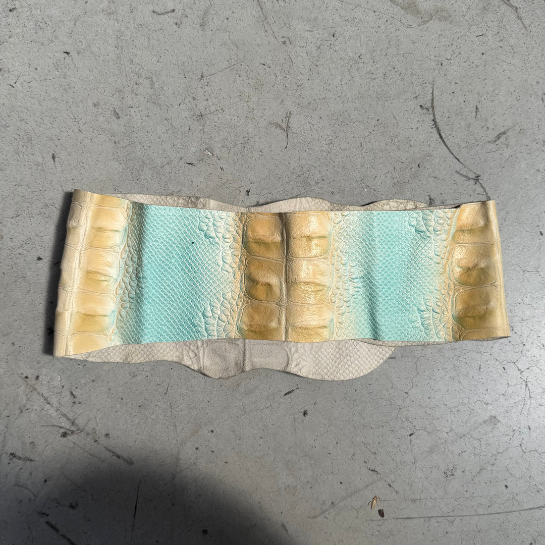 Vintage embossed leather statement belt