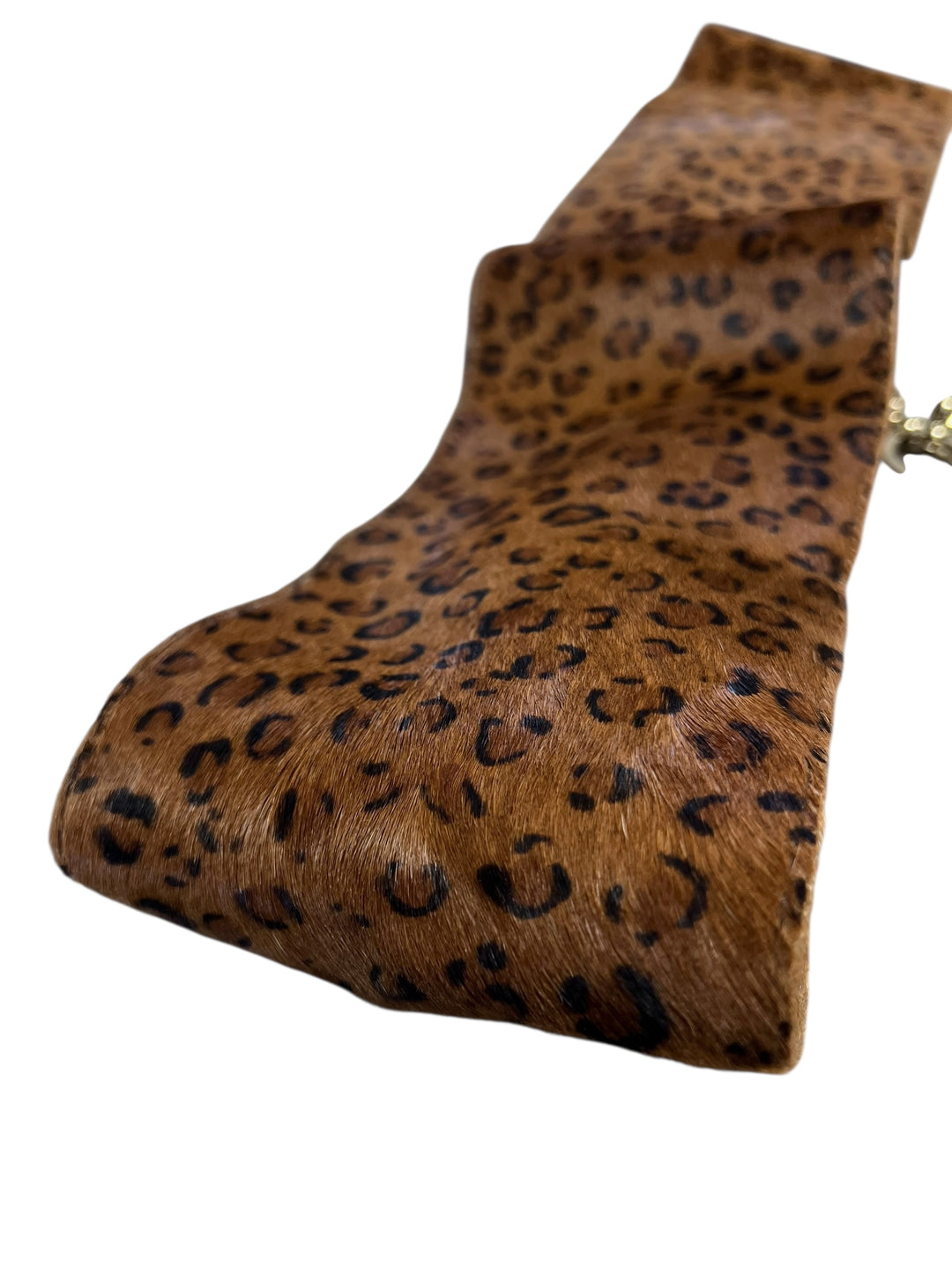 Vintage Leopard Print Wide Belt with Tassel