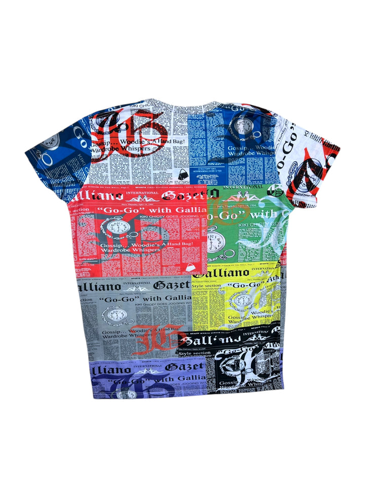 John Galliano Collection Multicolor “Gazette” Newspaper Print T-shirt Men’s Large