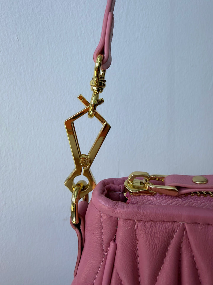 Miu Miu Matelasse pink leather shoulder bag