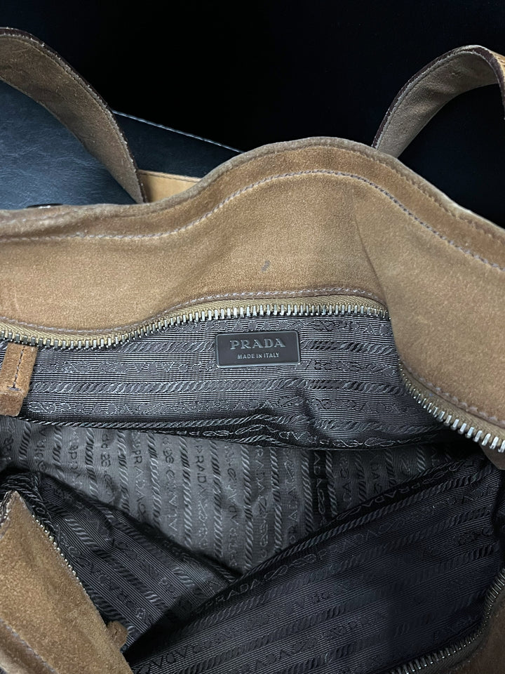 Prada Vintage Brown Suede Eyelet Tote Bag – Made in Italy