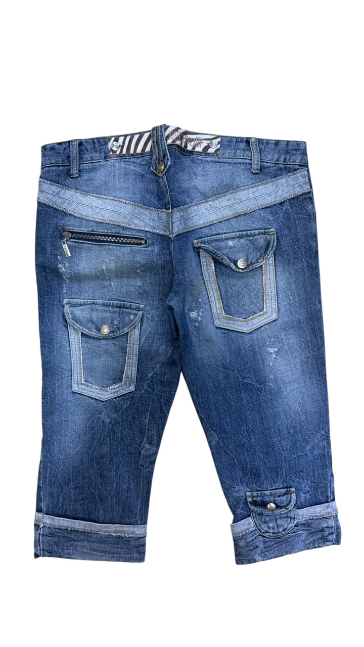 Just Cavalli denim cargo capri shorts