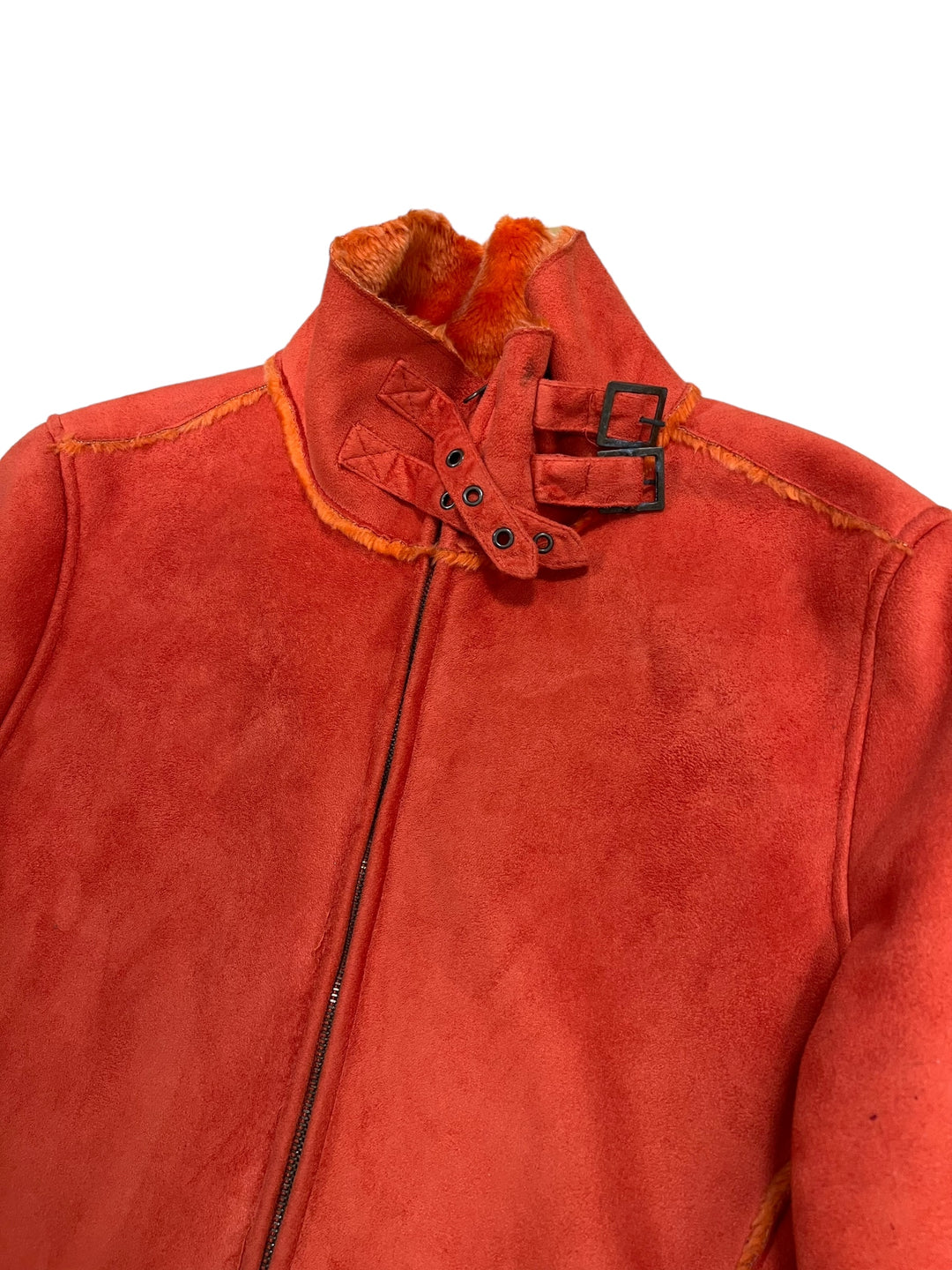 Y2K faux suede orange jacket women’s medium