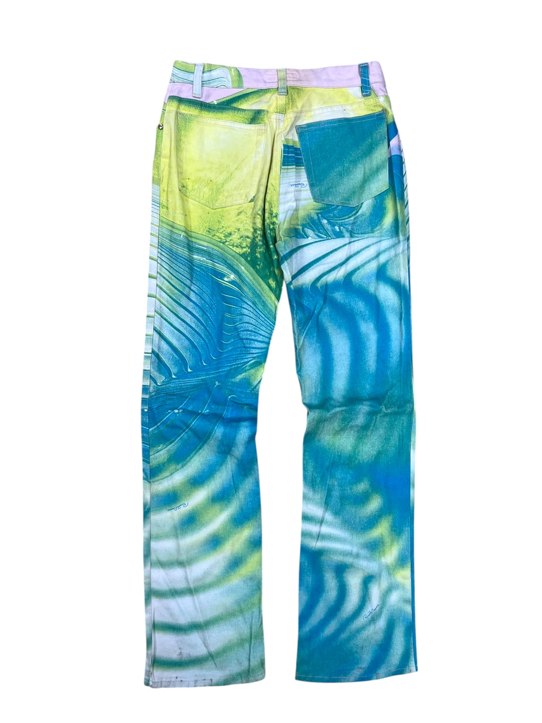 Roberto Cavalli SS2001 Psychedelic Print Low Rise Pants Small (36)