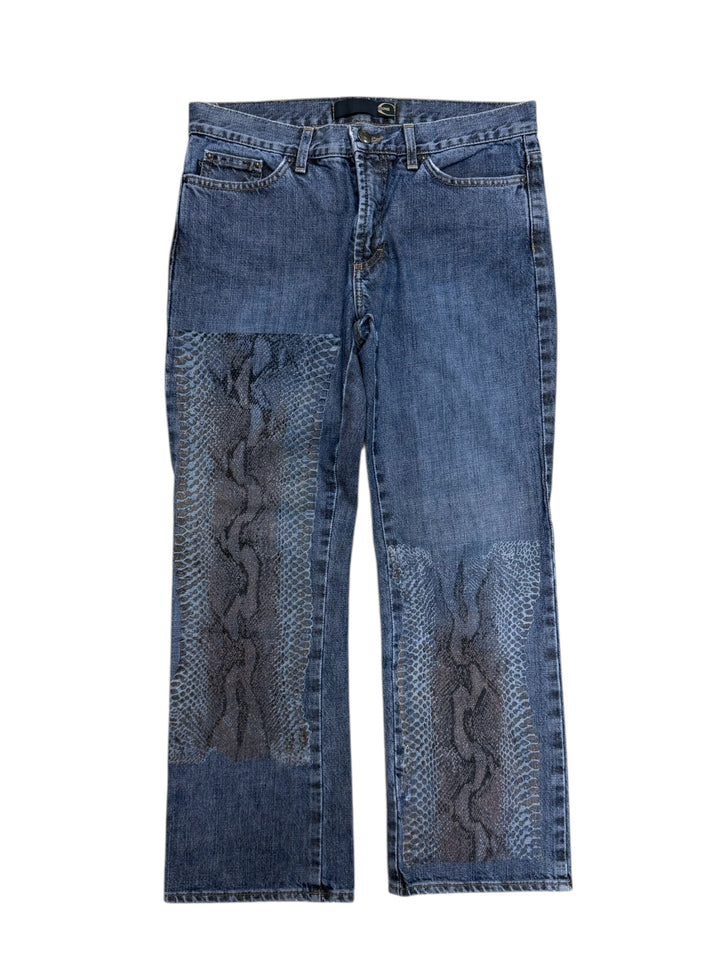 2000s Just Cavalli python print panel jeans small