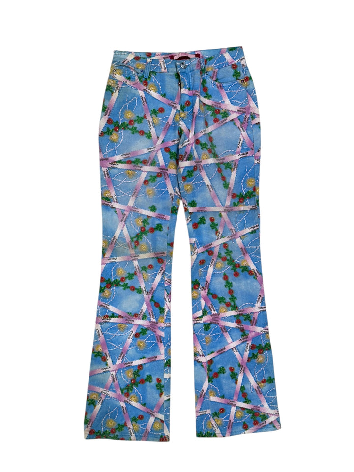 Voyage Passion Printed Flare Jeans Small