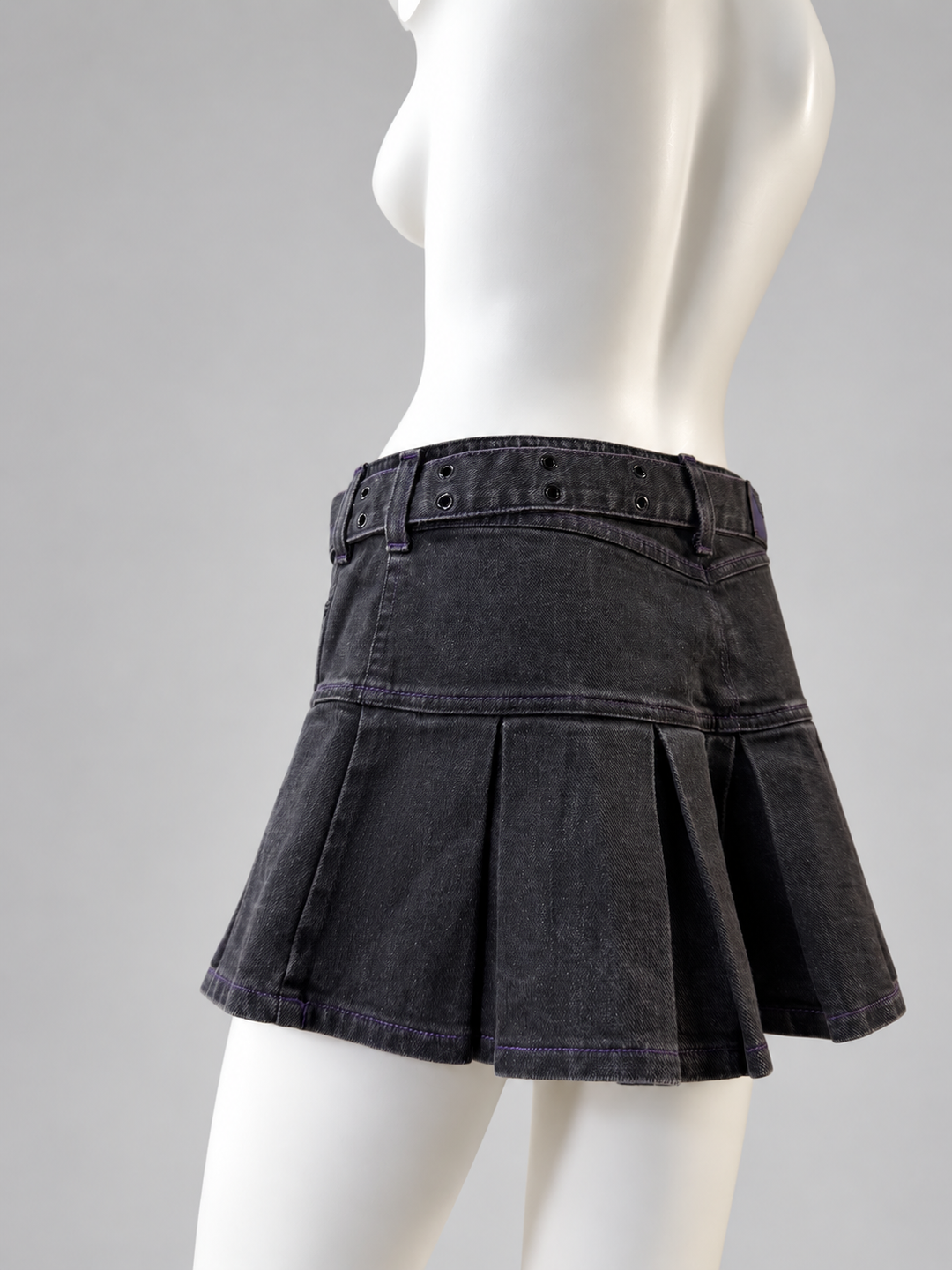 Fiorucci belted pleated denim mini skirt