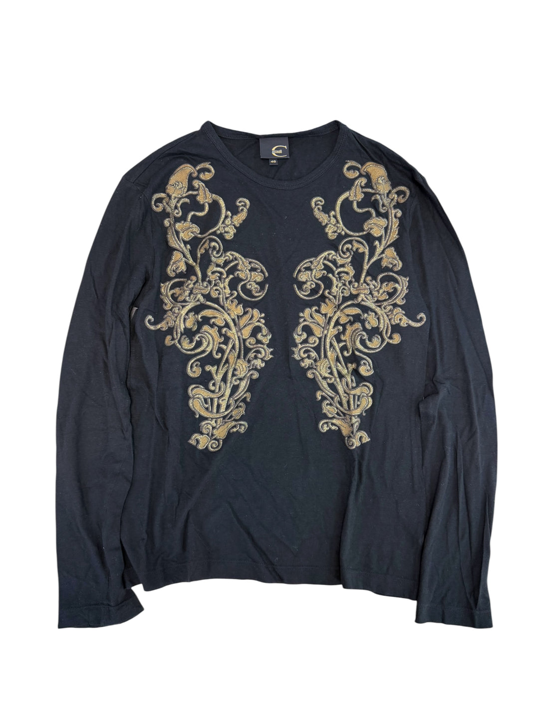 Just Cavalli gold embroidered long sleeve top