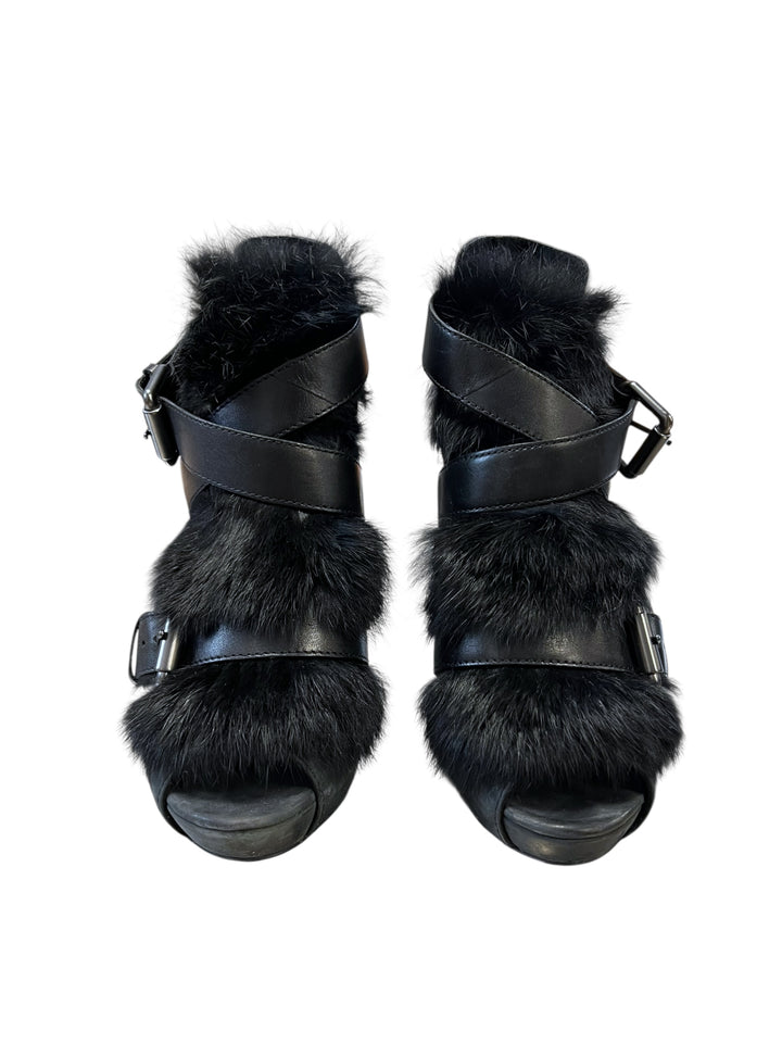 Ash Rabbit Fur Leather Heels Size eu39
