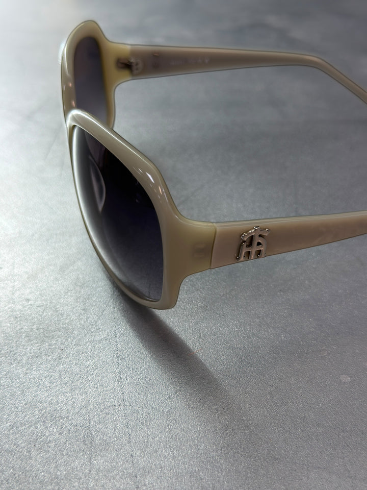 Vintage Italian oversized square sunglasses beige acetate gradient