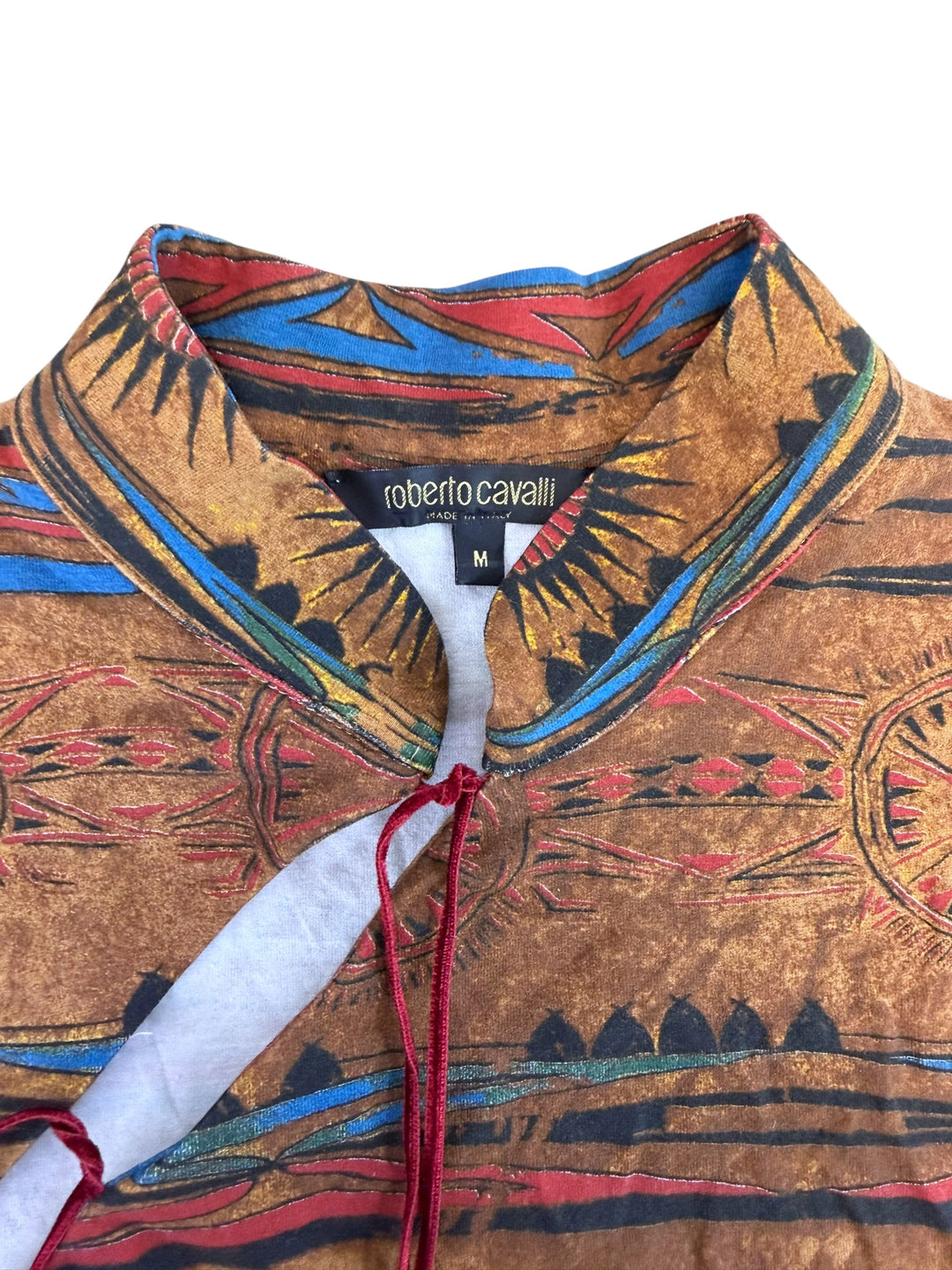 Roberto Cavalli desert print lace-up stretch top