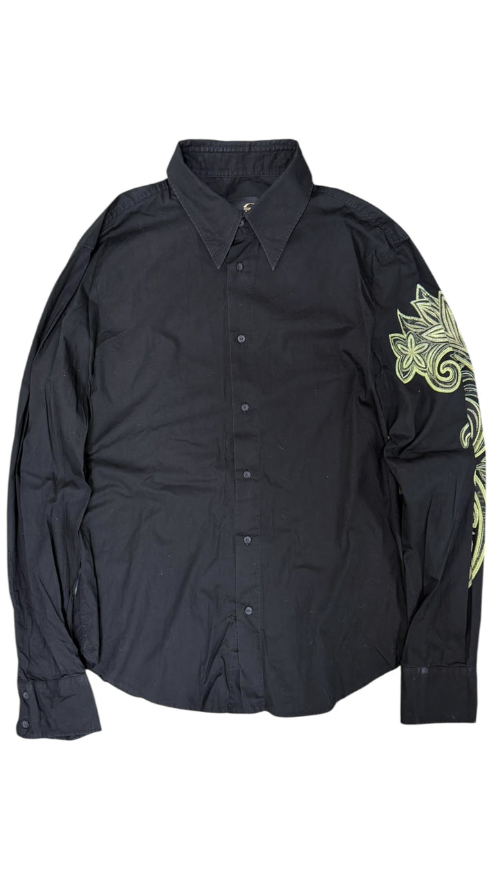 Just Cavalli embroidered sleeve shirt black